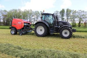 Kuhn FB baler and Valtra tractor